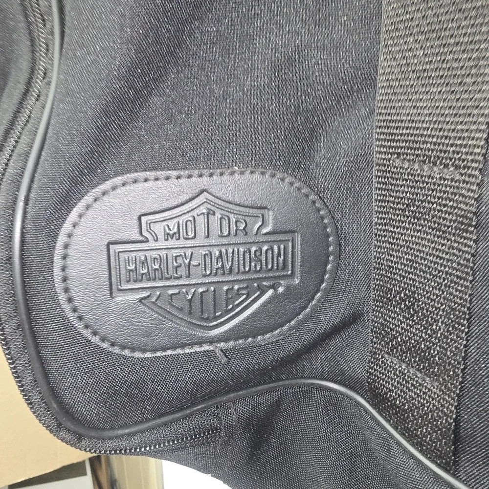 Harley Davidson Embossed Black Canvas Travel Duffel Bag 270° Zip Gym School